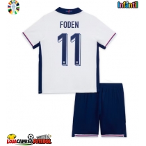 Camisa de Futebol Inglaterra Phil Foden #11 Equipamento Principal Infantil Europeu 2024 Manga Curta (+ Calças curtas)